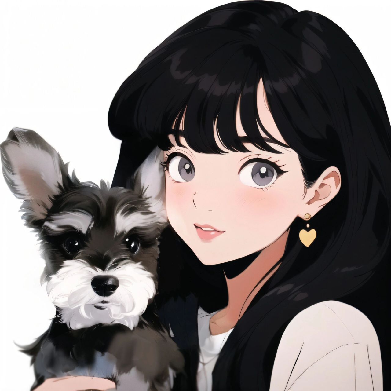 宠物头像|甜美小姐姐抱着爱犬雪纳瑞 旧漫头像雪纳瑞,有多少雪纳瑞