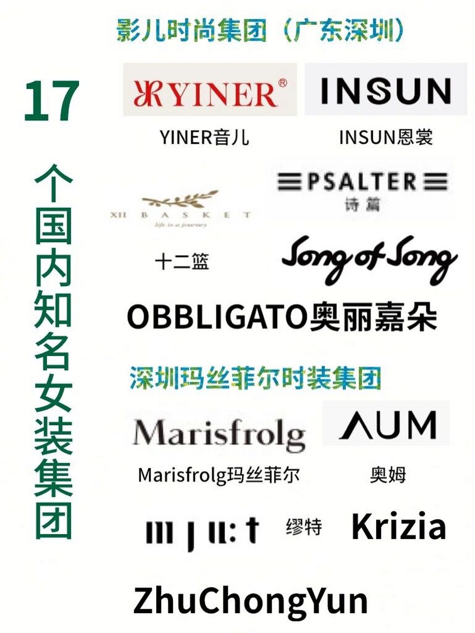 17个国内知名女装集团(上) 说到很多品牌,其实都是一家子的,集团下