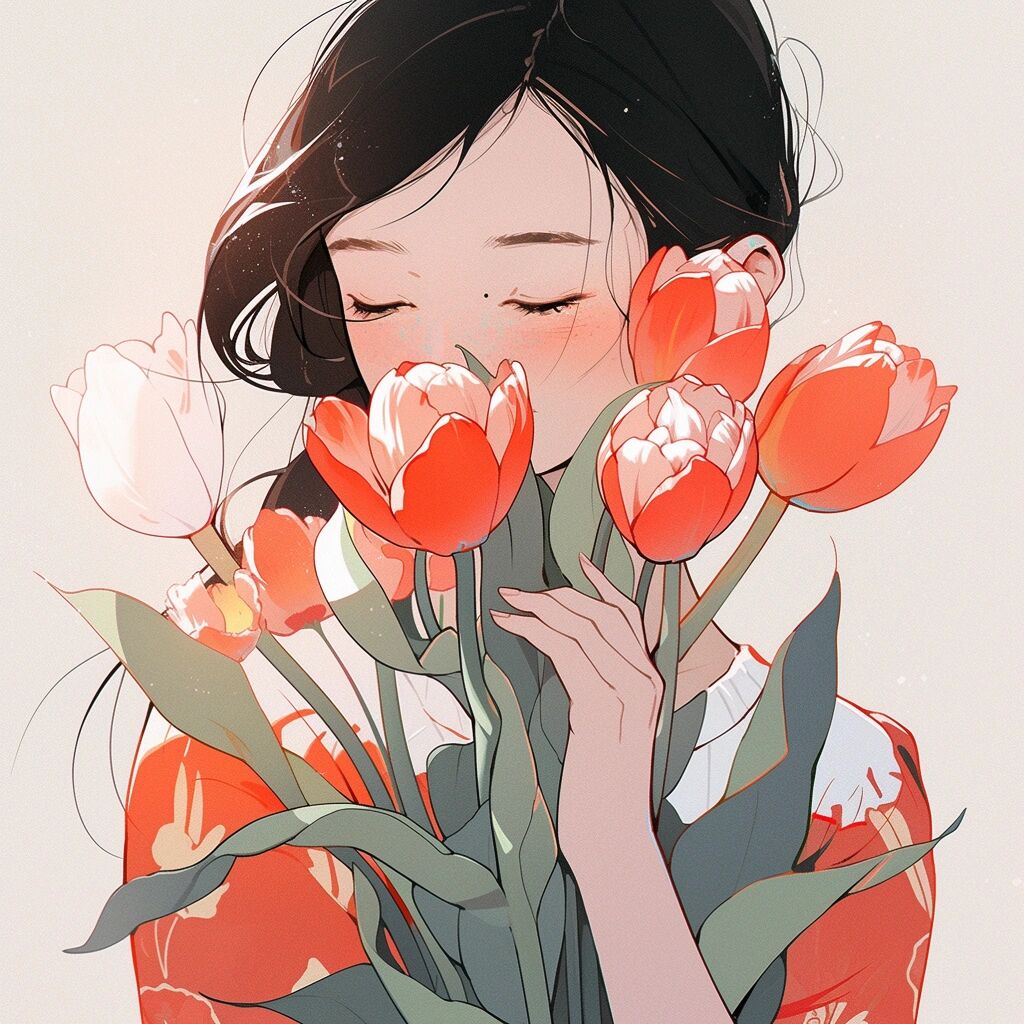 下你害羞也灿烂‖捧花气质女生头像 应宝子们需求,笑的越来越含蓄了呢