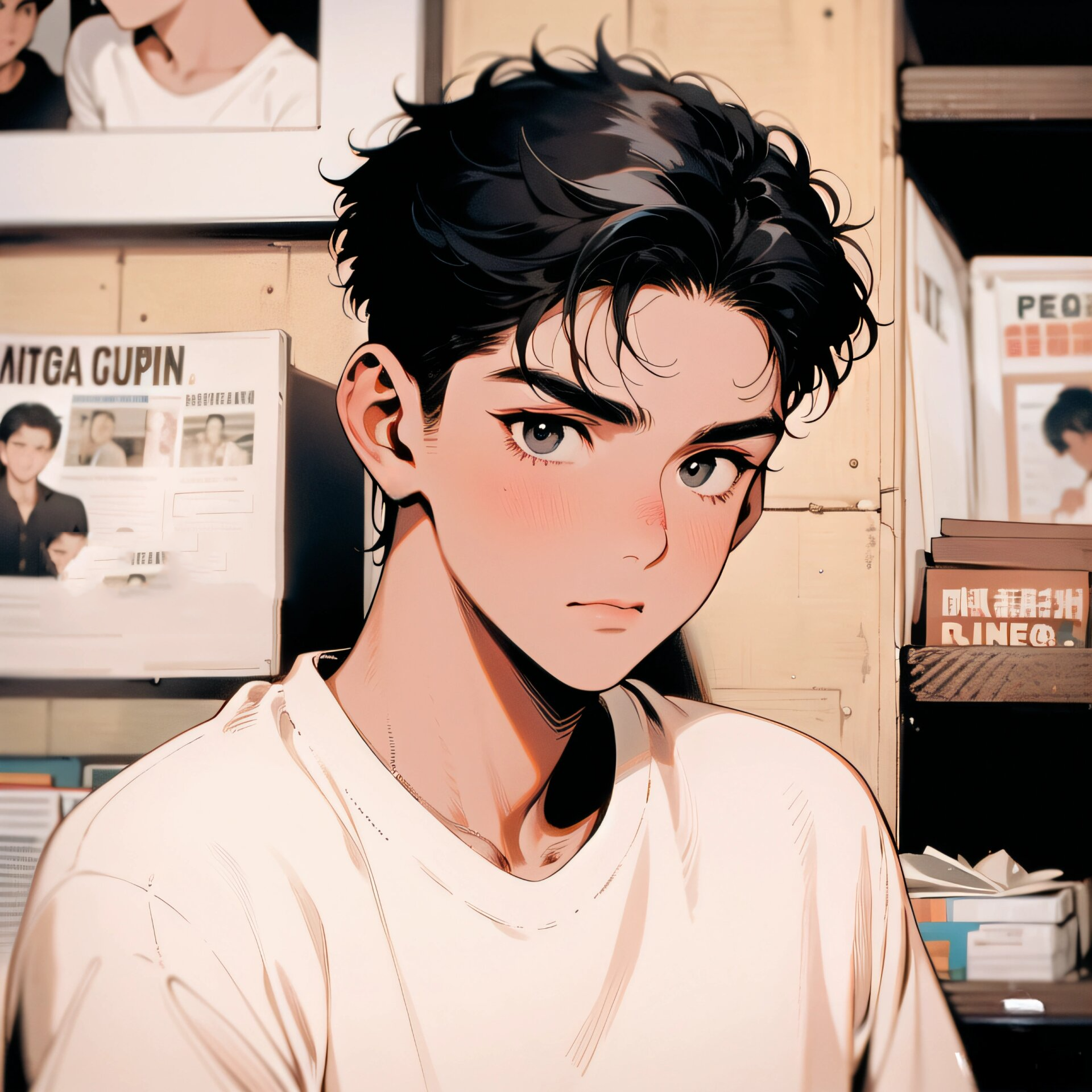 旧漫男生头像|白色