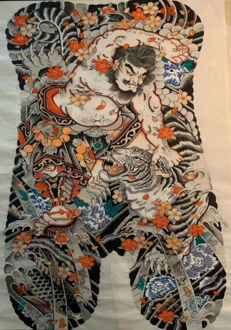 老传统满背满背 日式老传统满背纹身手稿