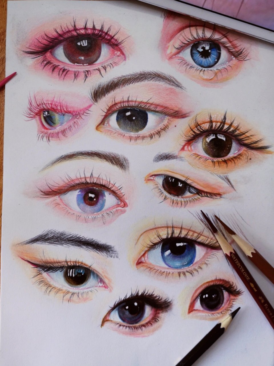 彩铅眼睛||超详细教程 有过程图分享 临摹眼睛 纯干货知识如下; 第一