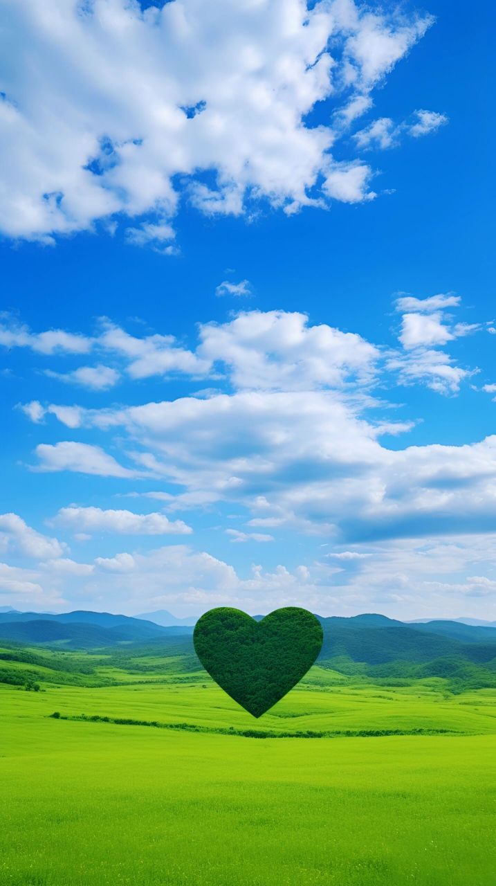 美图壁纸 蓝天白云和草地