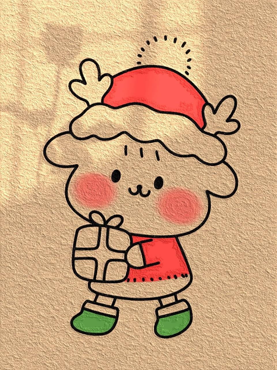 圣诞小鹿简笔画教程 愿你的世界阳光温柔,冬天快乐02