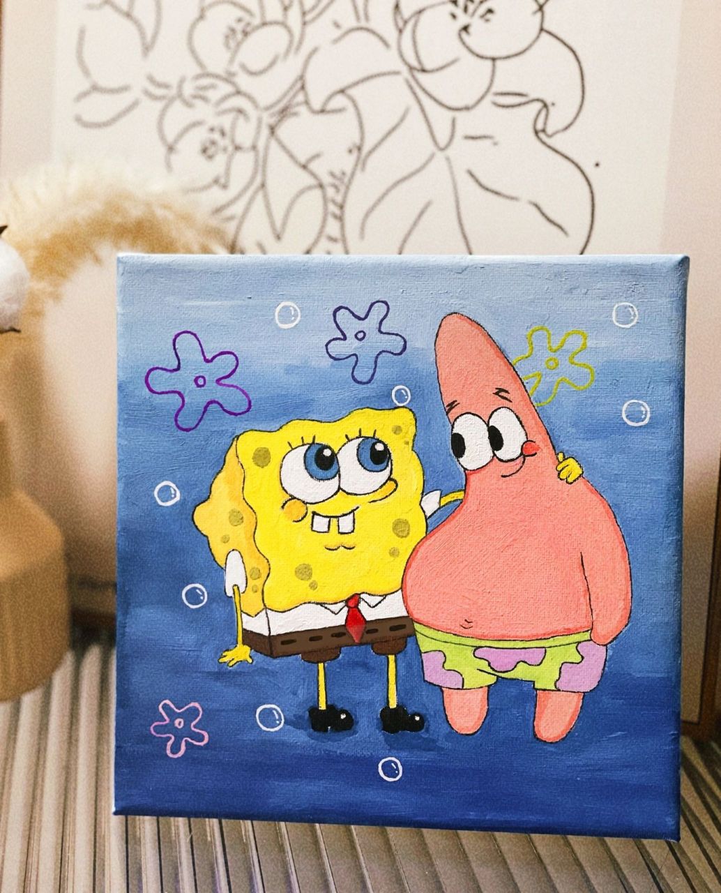 96水粉画分享 | 海绵宝宝派大星//附教程 最近好朋友生日 并且作为