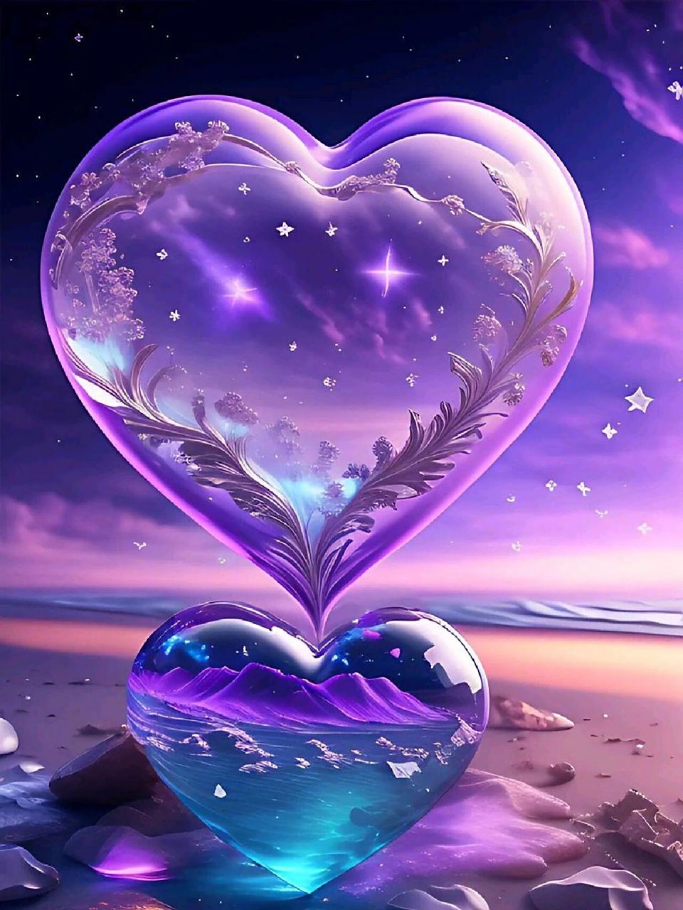 紫色系爱心壁纸