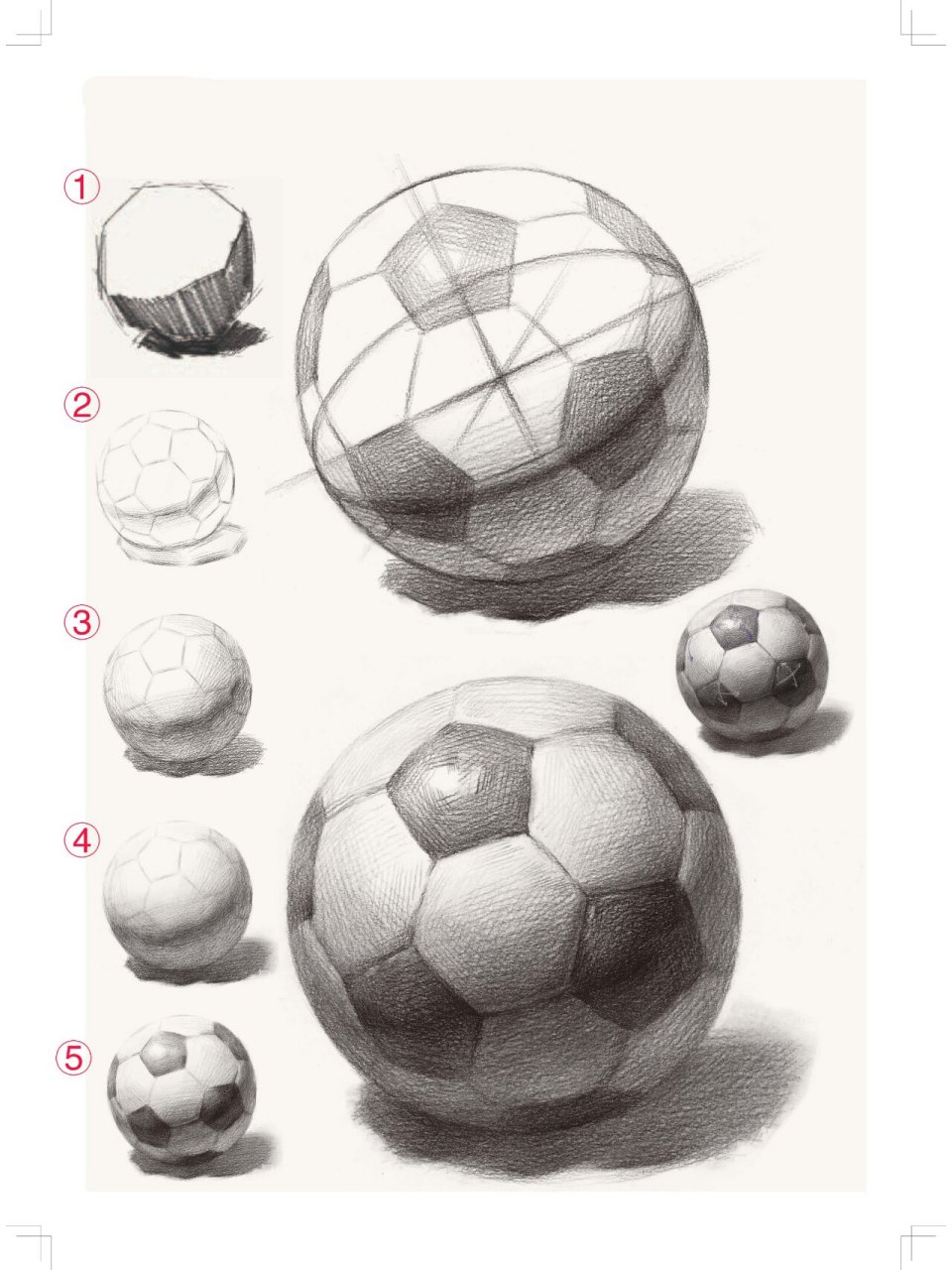 素描干货 | 静物临摹素材·单个足球 78足球是常考的物体之一.