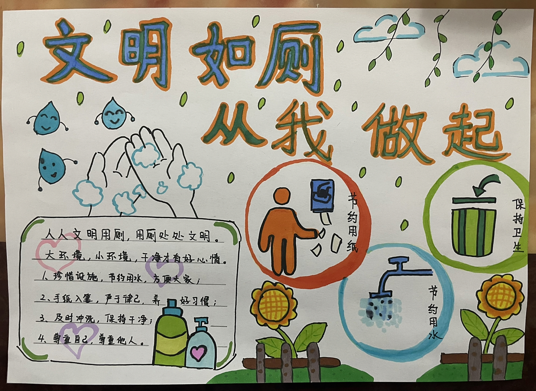 文明如厕手抄报 三年级 素材源自小红书 	 小学生手抄报