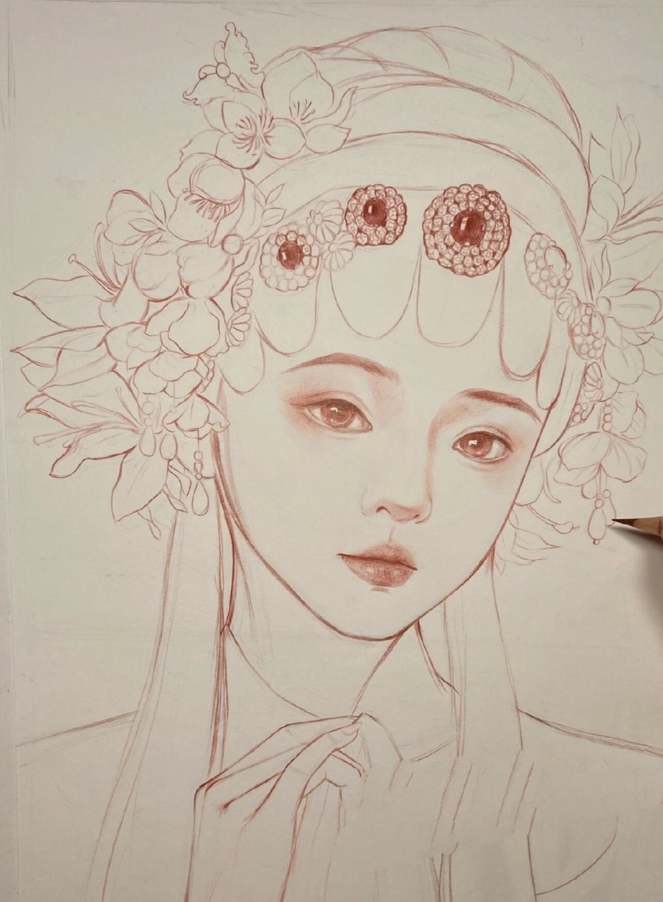 好美的戏曲妆容/小花旦造型人物线稿分享 好美的戏曲妆容 模特参考