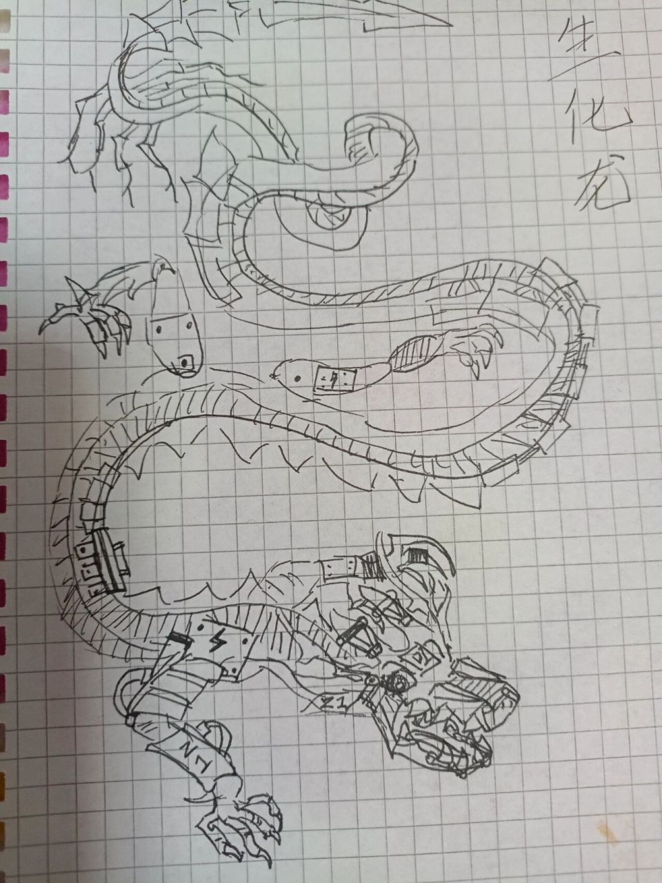 画了一只龙黑色线稿 !