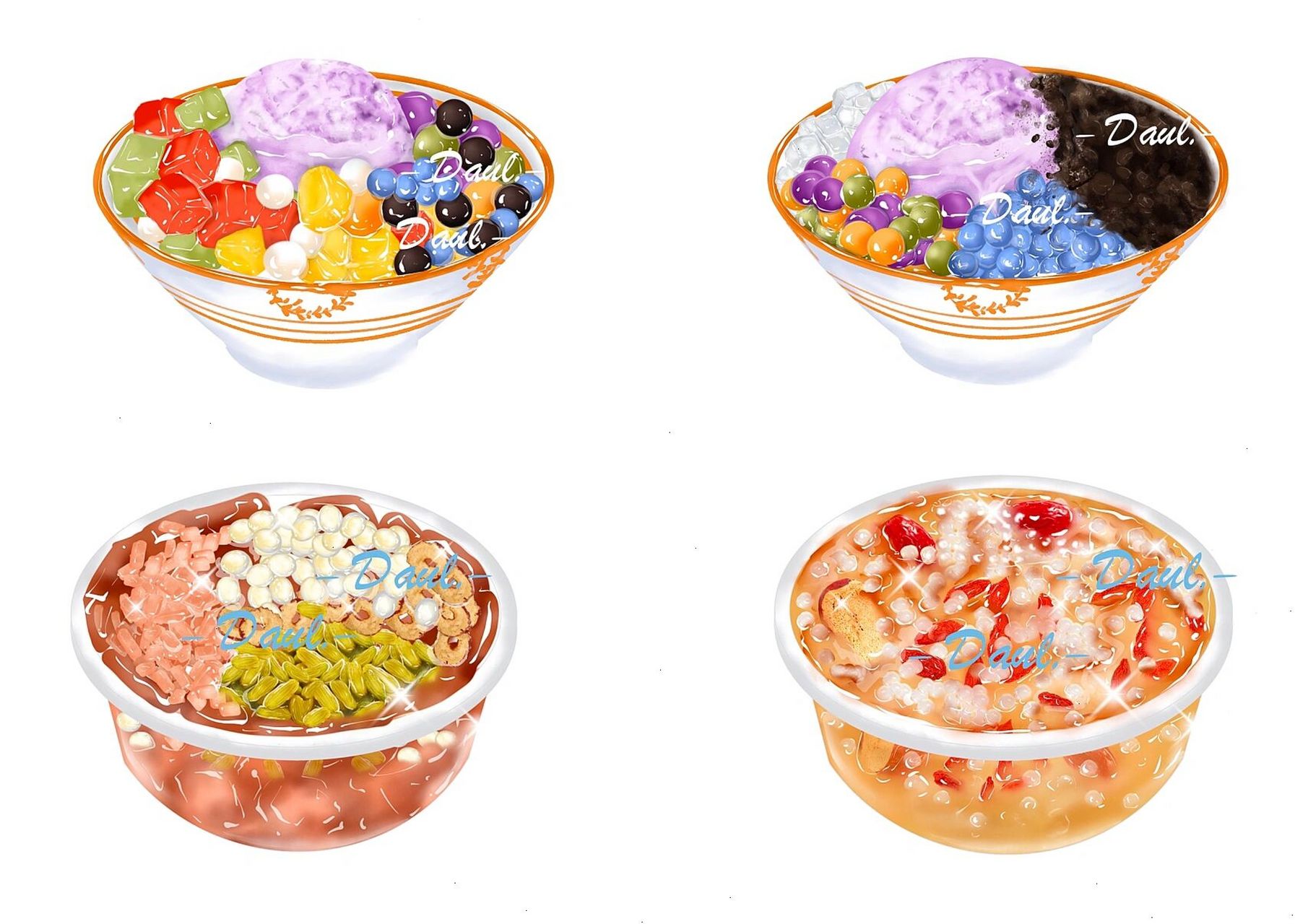 大碗冰粉手绘分享