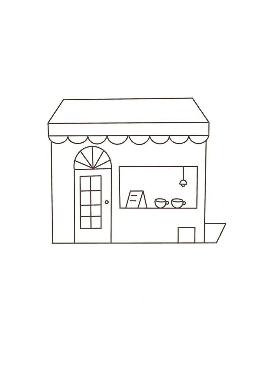 可爱的咖啡店简笔画