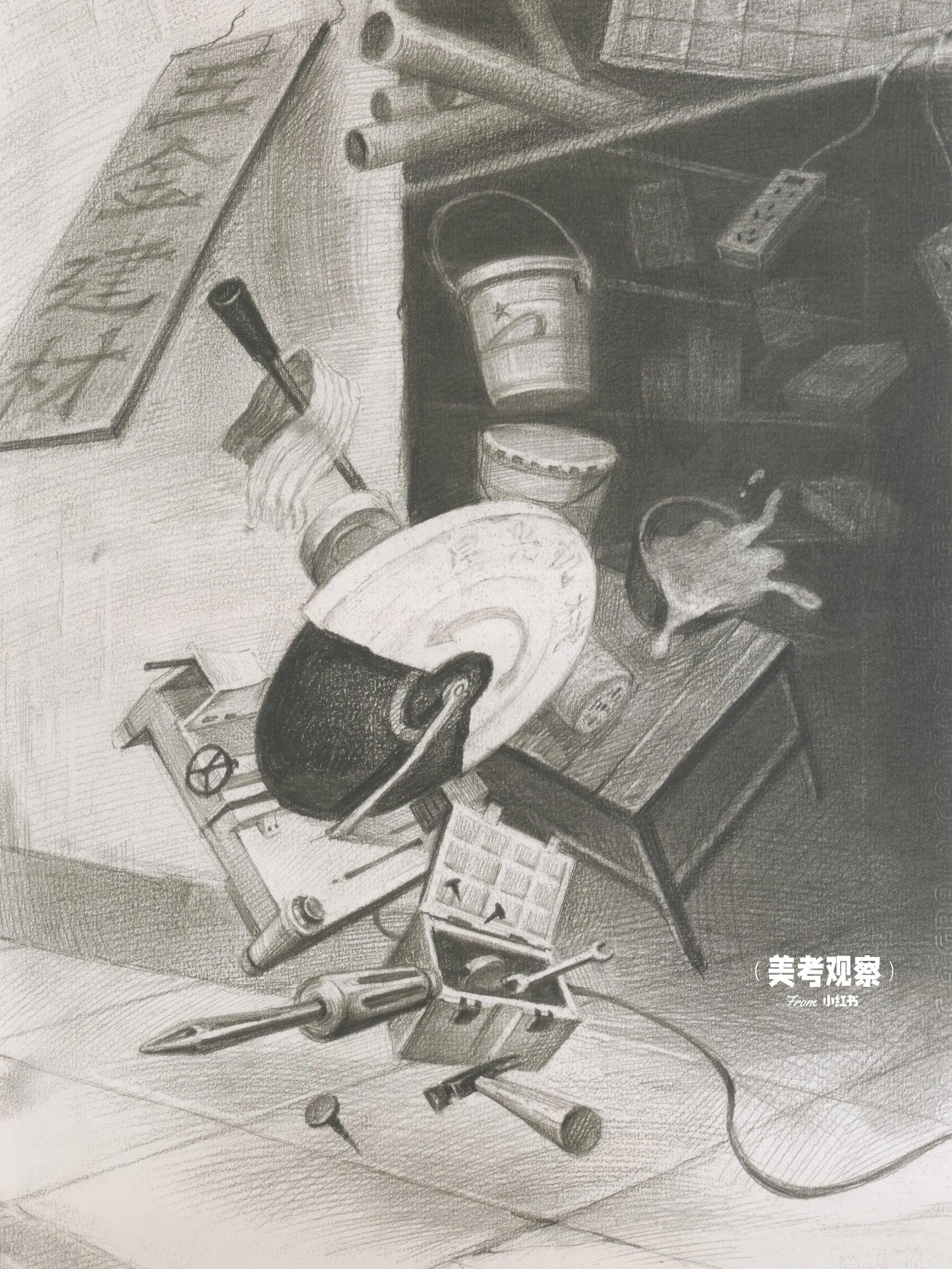 2016年清华设计素描高分卷:《失重》