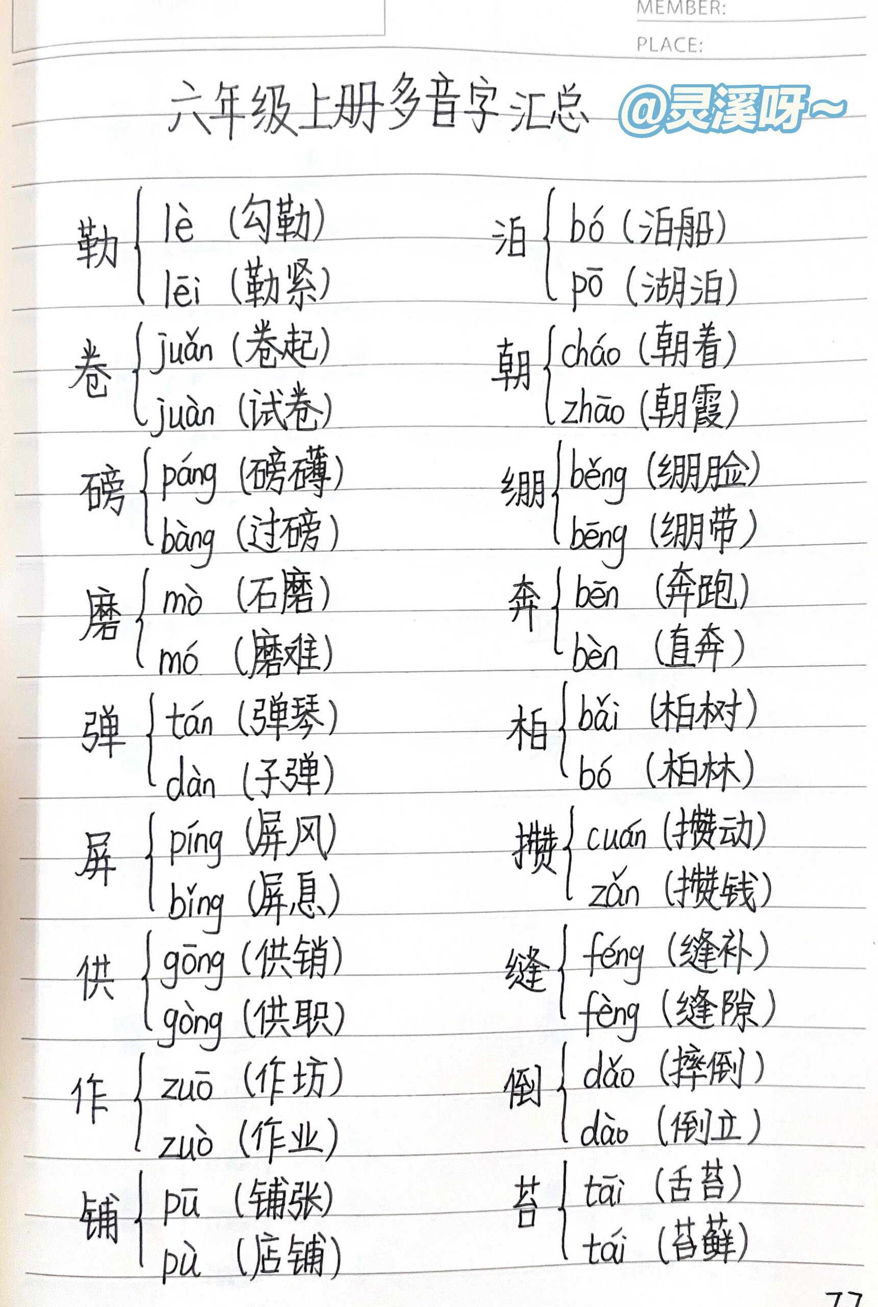 小学语文1-6年级多音字汇总表的简单介绍