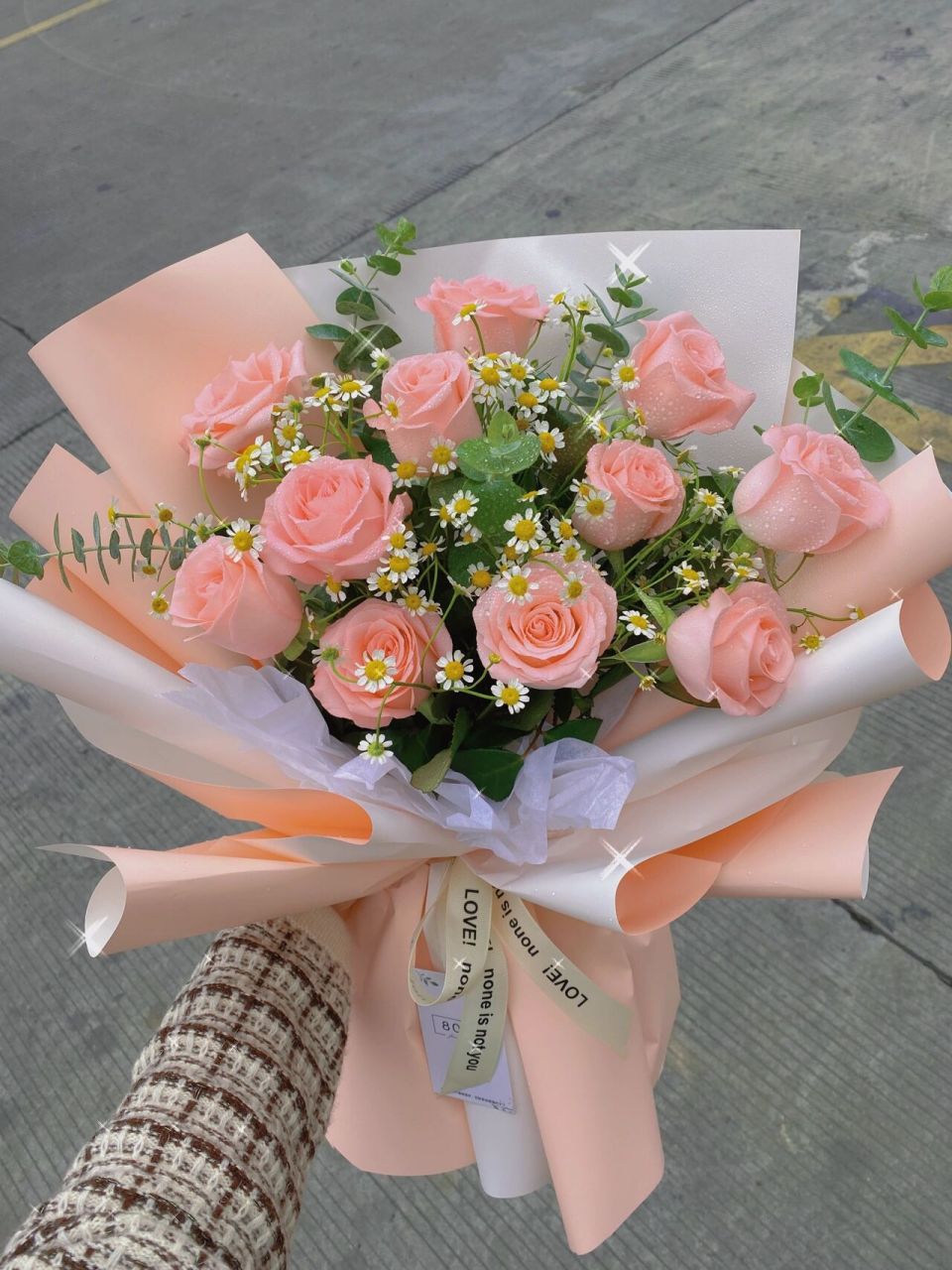 11朵戴安娜粉色玫瑰花束