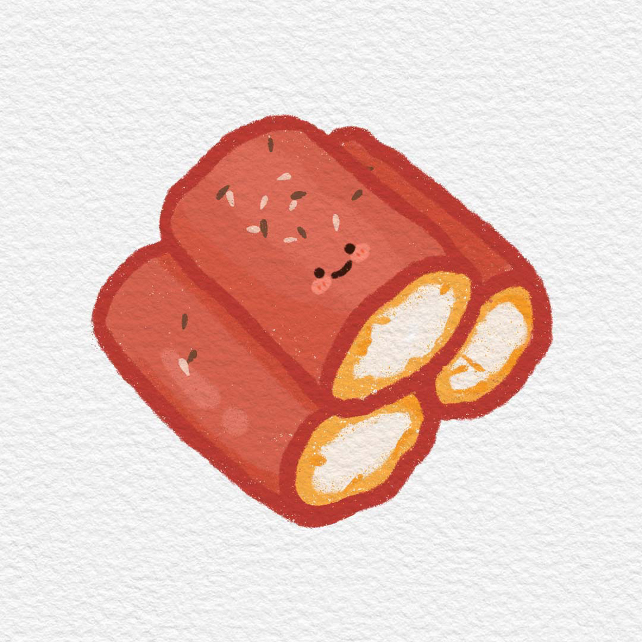 原创简笔画打卡|一些爱吃的食物91 臭豆腐,小笼包,红米肠,糯米丸