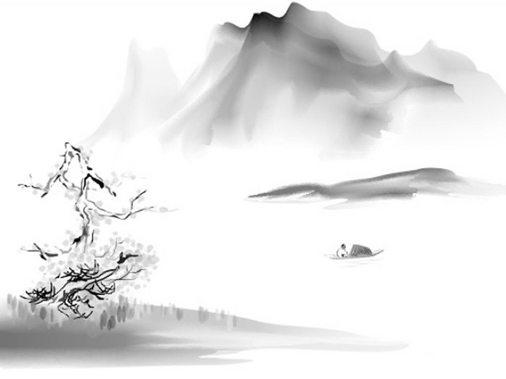 江雪》唐 · 柳宗元 千山鸟飞绝,万径人踪灭; 孤舟蓑笠翁,独钓寒江雪