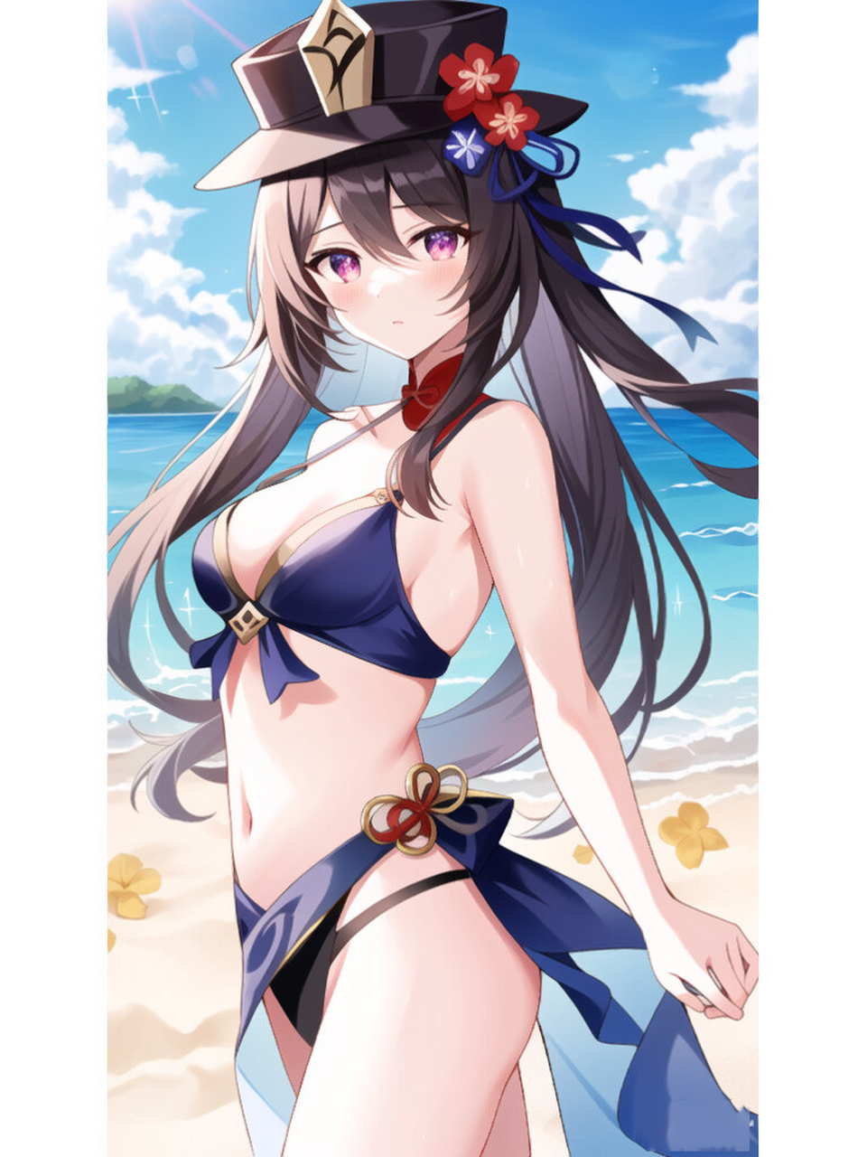 78原神海滩系列|胡桃的泳衣秀92 海滩派对怎么没有我们堂主呢