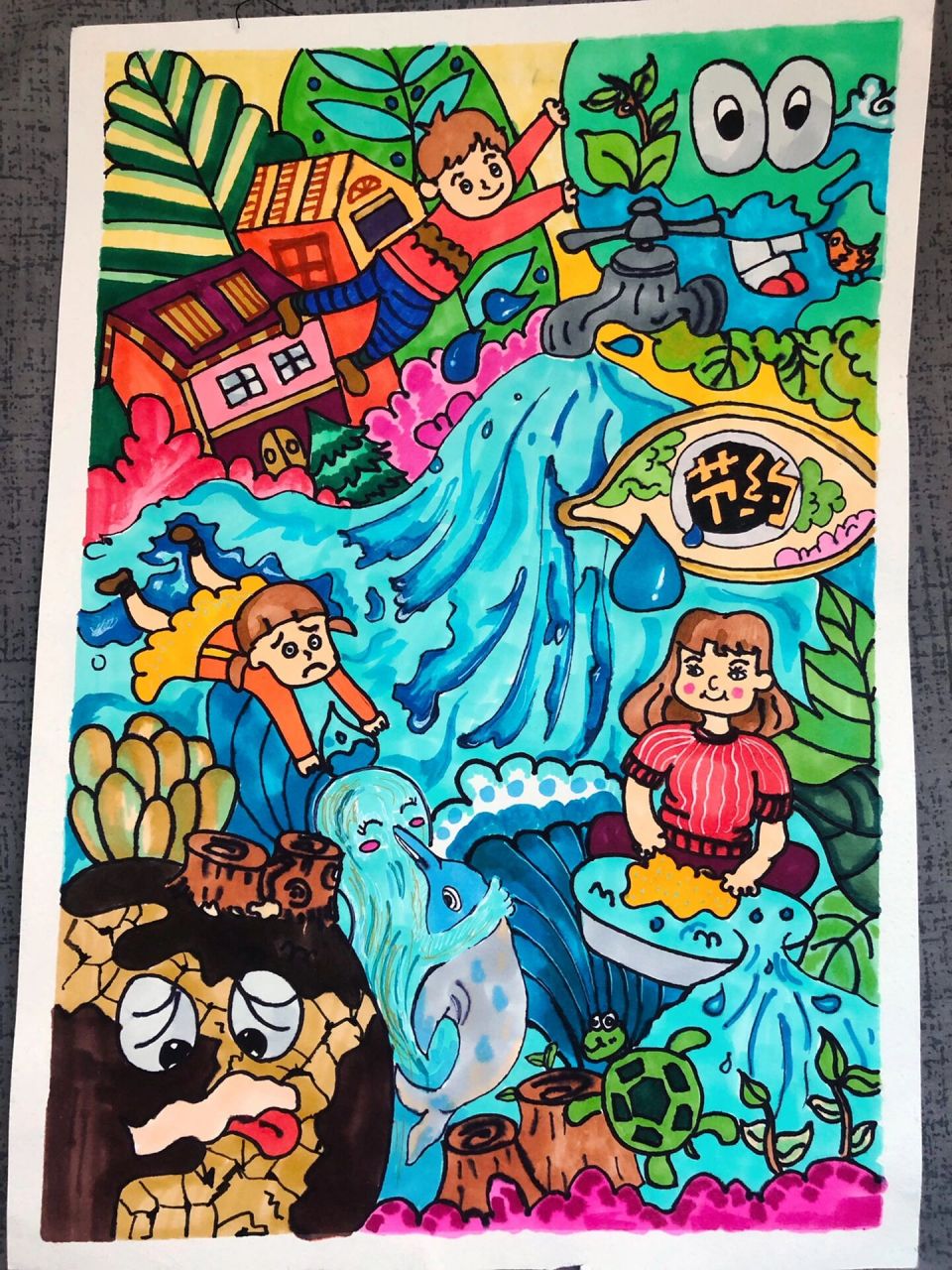 每月用水节约水资源主题绘画手抄报    作品已参赛