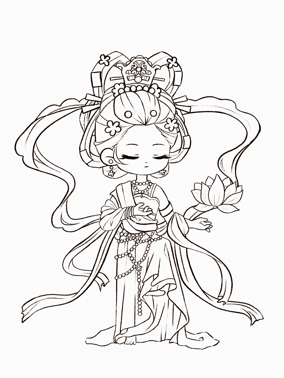 q版敦煌风小美人·线稿篇 人物参考依旧是 指导老师(有课) (有课)