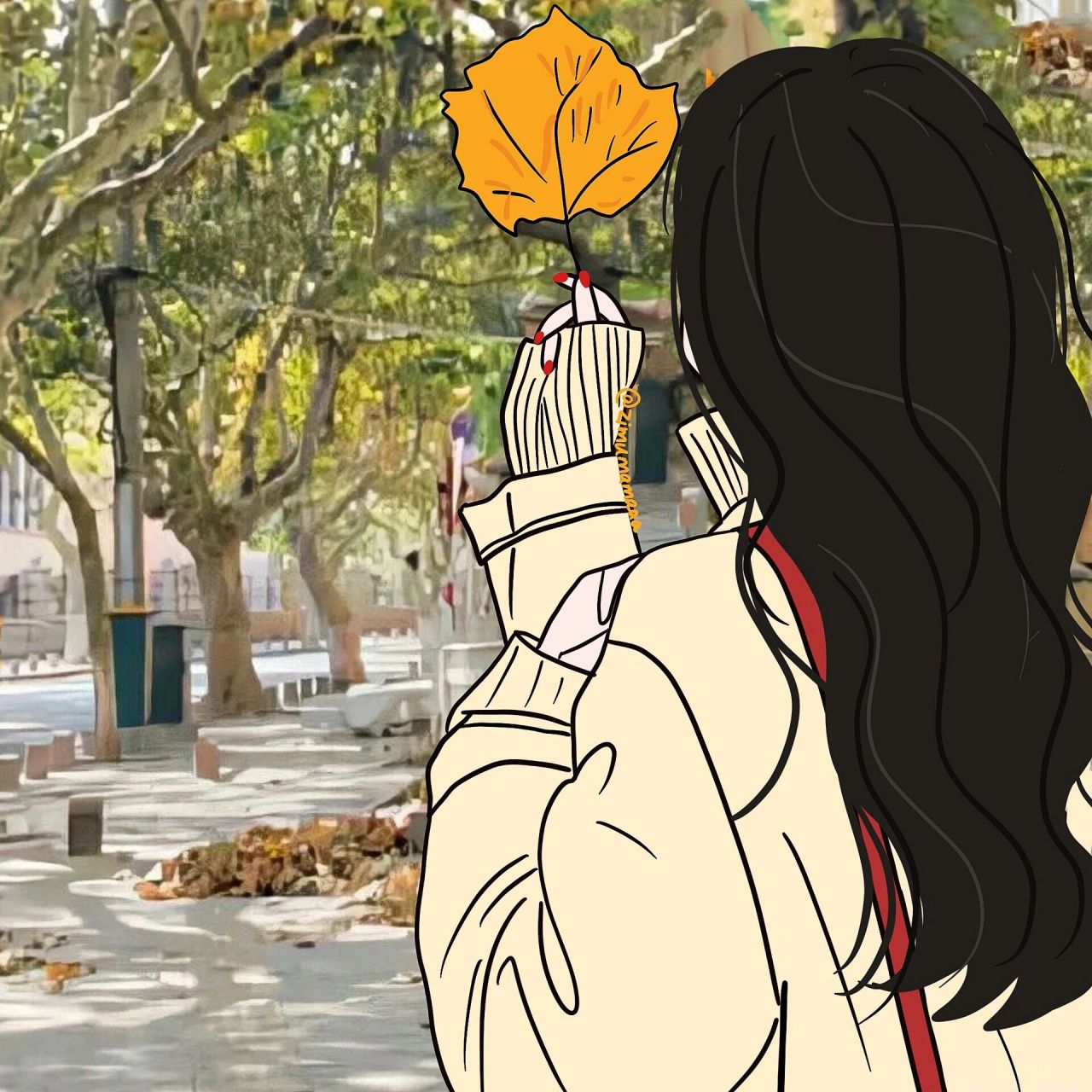 插画头像|关于秋天的背影头像|树叶94 所有头像都是自己画的,只可