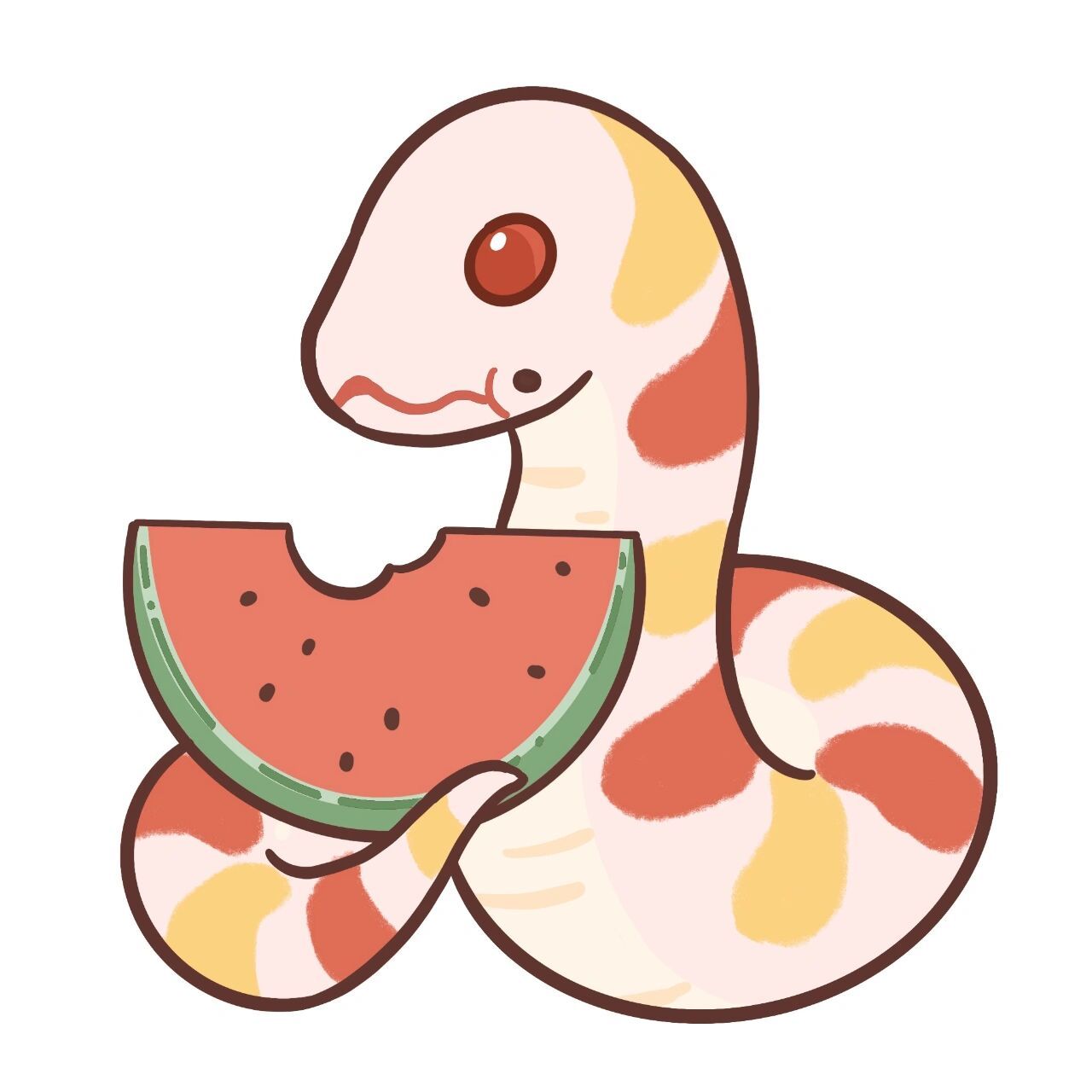 小蛇苹果糖|吃瓜吃瓜~ 最近有空画点小表情