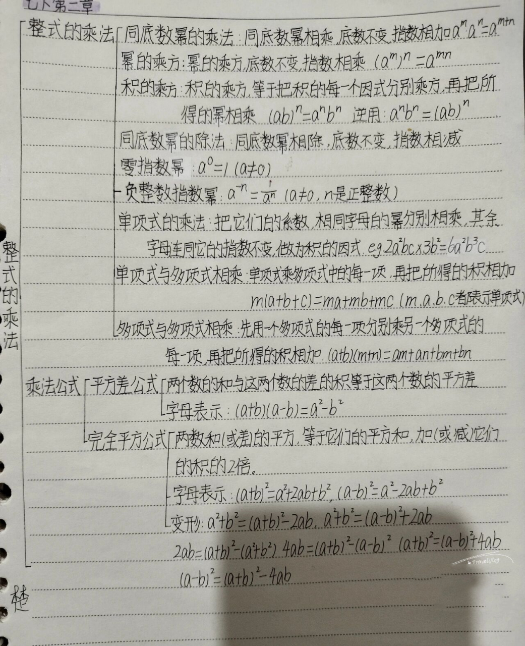 数学七下第二章思维导图    数学七下第二章〔整式的乘法〕思维导图