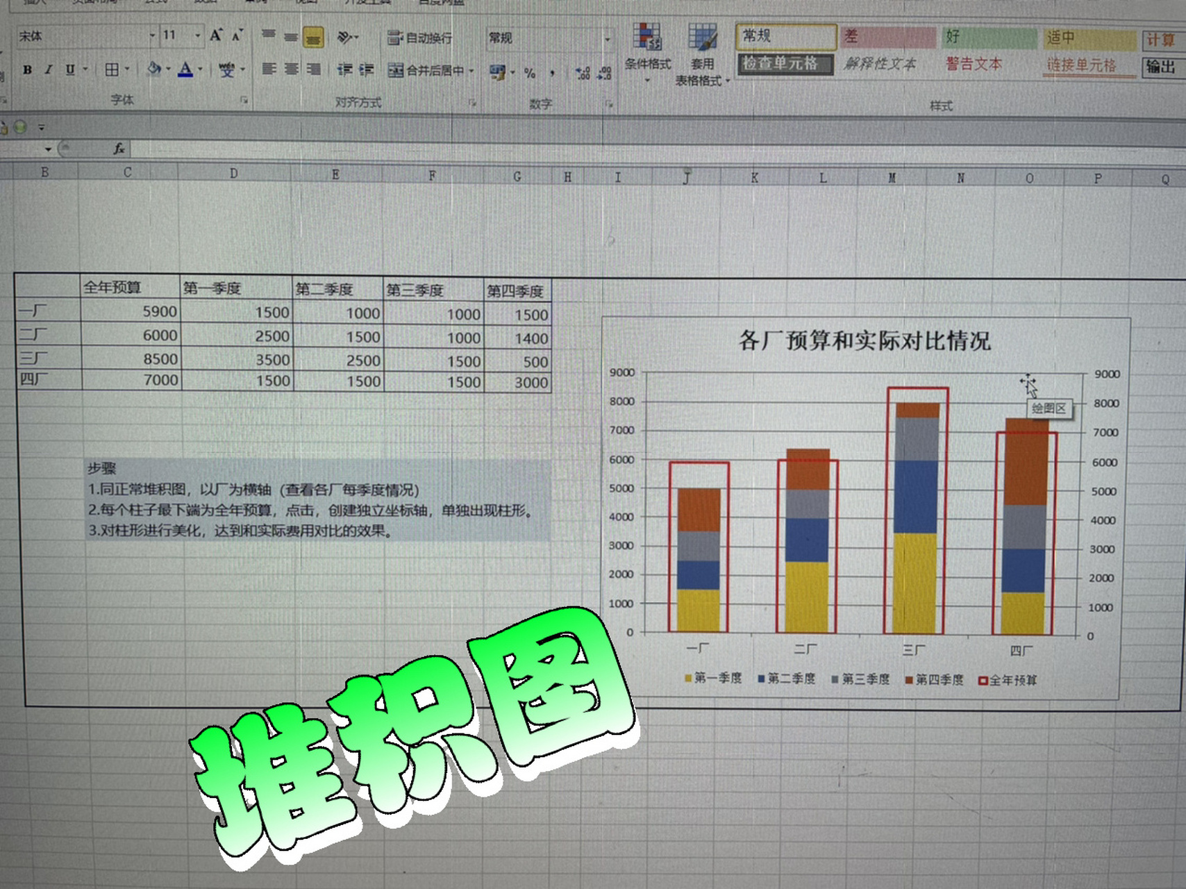 excel篇|堆积图 921.插入正常的堆积图.