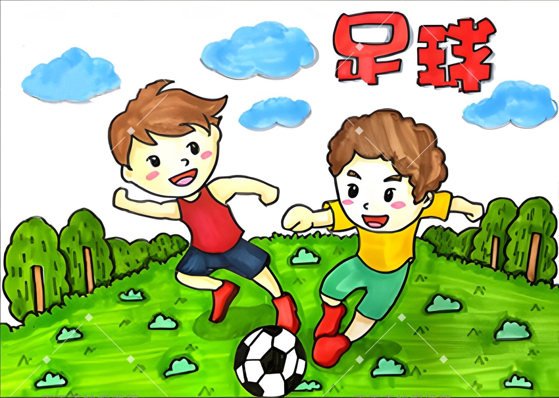 足球小报手抄报线稿模版