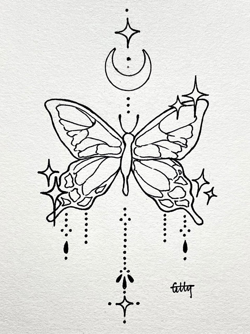 蝴蝶黑白简笔画03(64)|内附详细教程 今日份临摹!