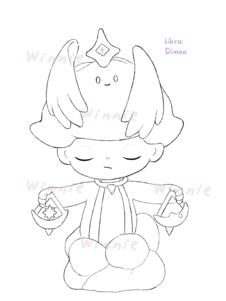 【手绘彩铅盲盒】dimoo星座天秤座附线稿 老规矩:完整绘画过程视频