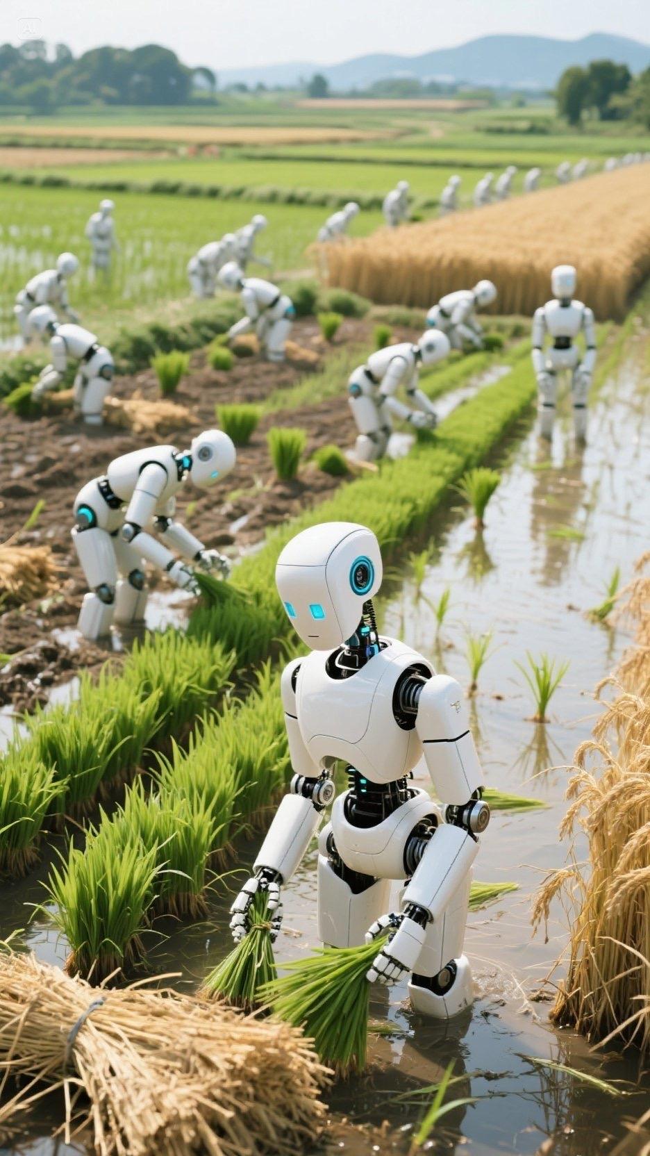 未来农业黑科技 未来机器人种地 机器人插秧 机器人种地