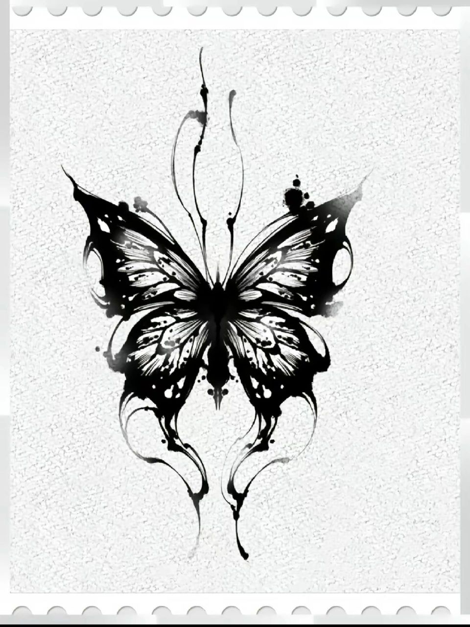 暗黑蝴蝶纹身 蝴蝶以其形体美,形美,色美,情美而为人们所欣赏.