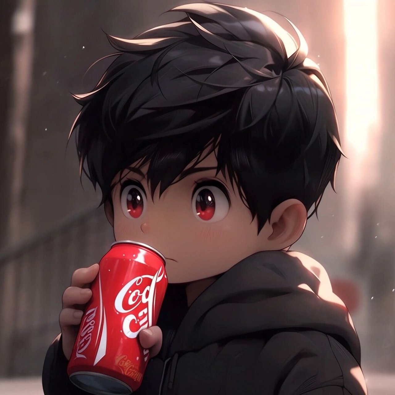 男生喝可乐的动漫头像图片
