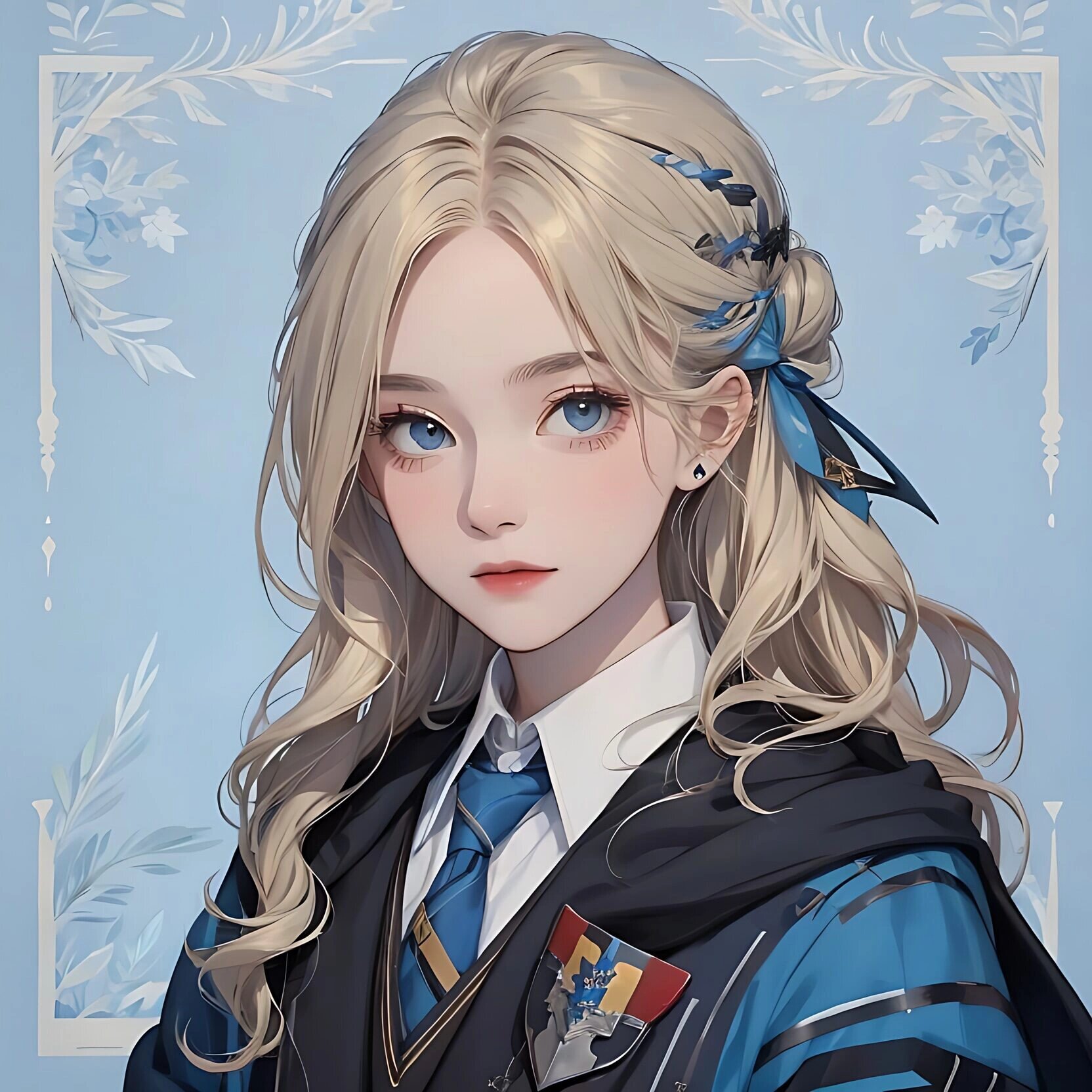 蓝色系女生头像金发碧眼鹰院女孩