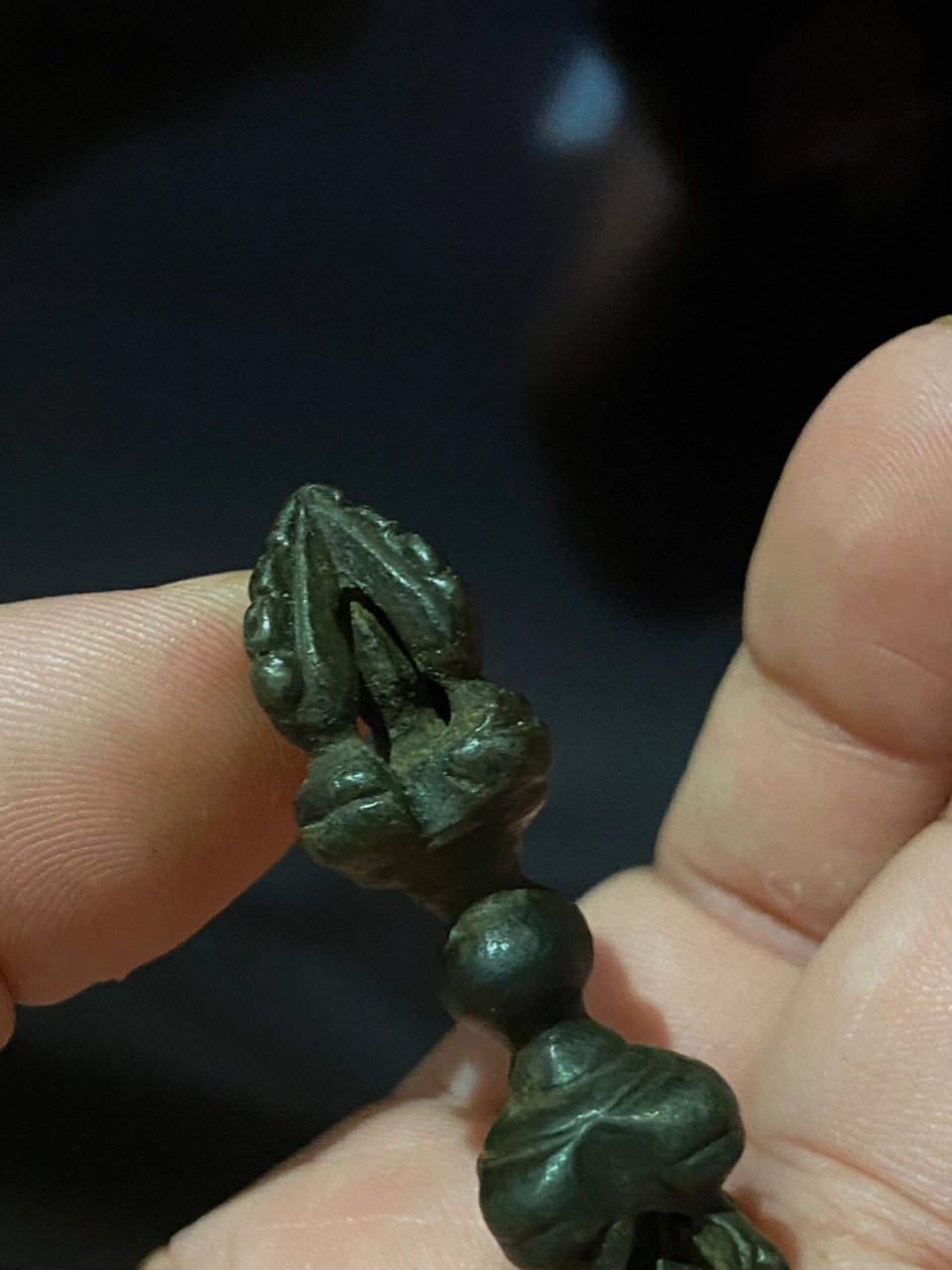 辽代金刚杵 中古辽五股金刚杵,黑漆古皮壳,青铜材质,力度感强