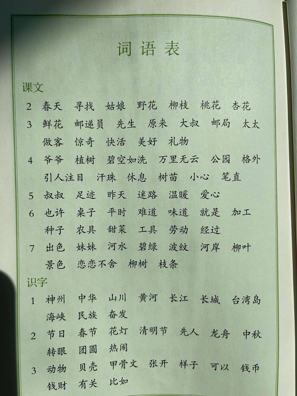 98二年级下册语文|词语表 92二年级下册语文|词语表