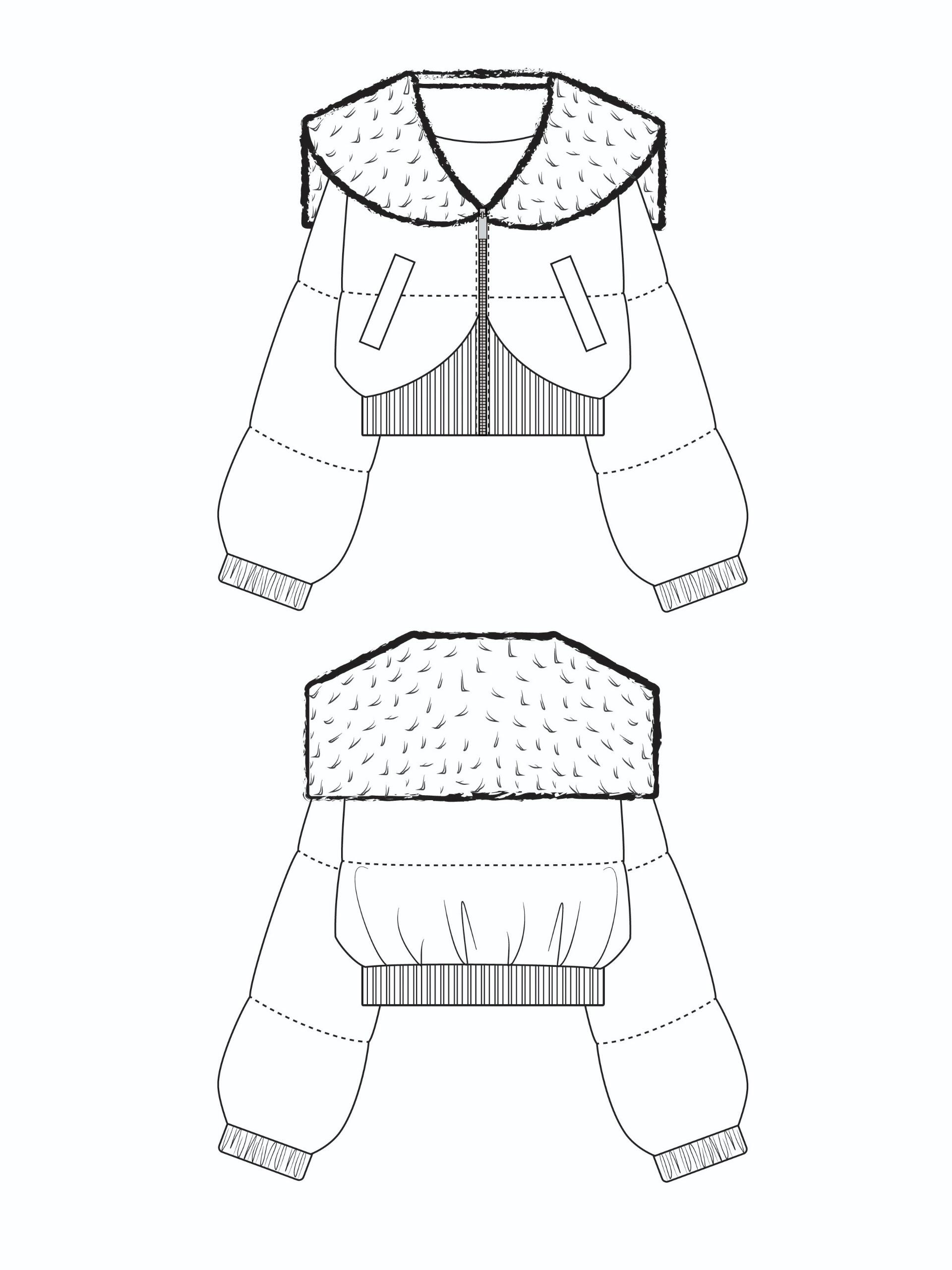 服装设计|款式图练习|ai绘图|羽绒服棉服