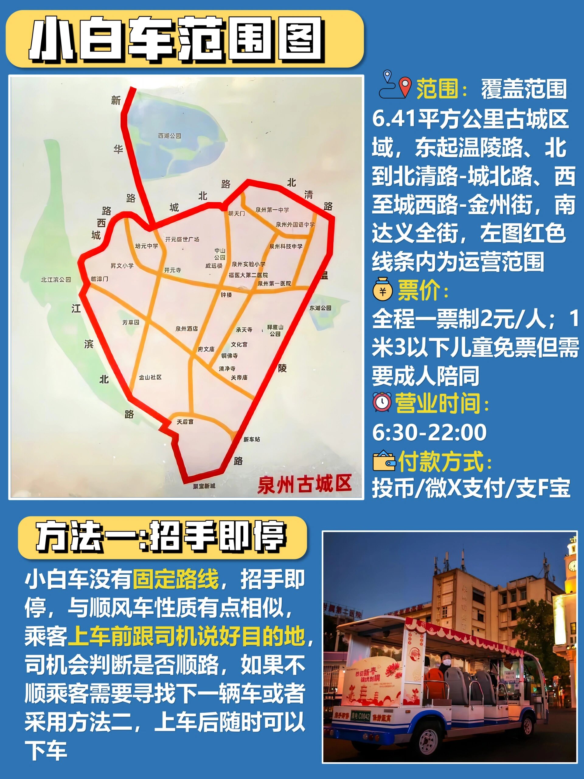 泉州古城保姆级出行指南|小白车乘坐攻略 🚌运营范围 覆盖范围6.