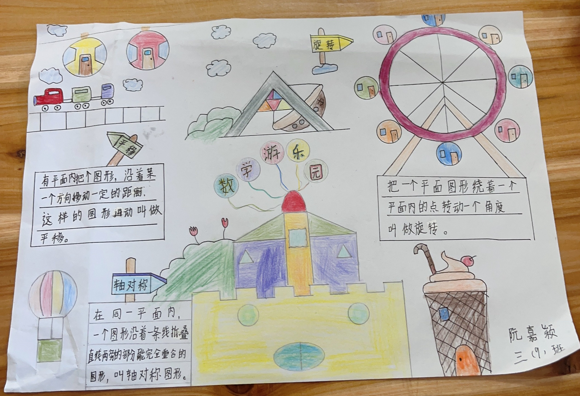 平移旋转轴对称手抄报