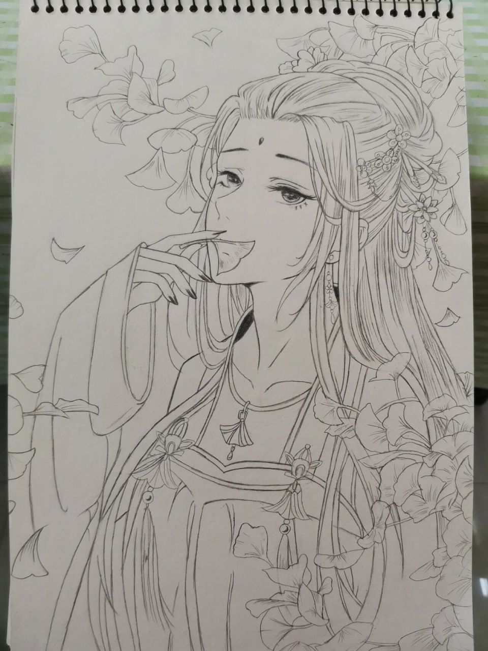 铅笔画,古风动漫女 用了三支自动铅笔,派通0.3,樱花0.5,斑马0.