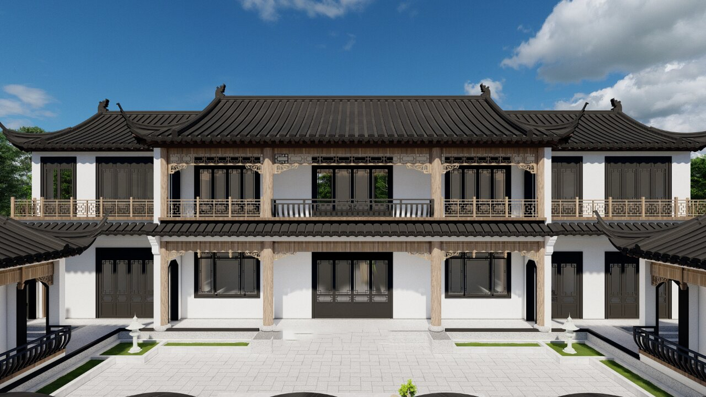 江苏南通丨二层新中式三合院(附平面图) 92项目概况 建筑地点丨江苏