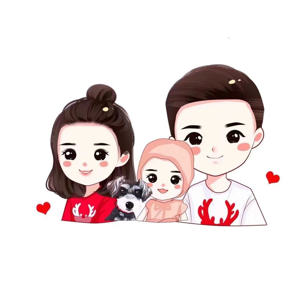 可爱卡通一家三口四口亲子全家福头像 超可爱的亲子手绘头像 可可爱爱