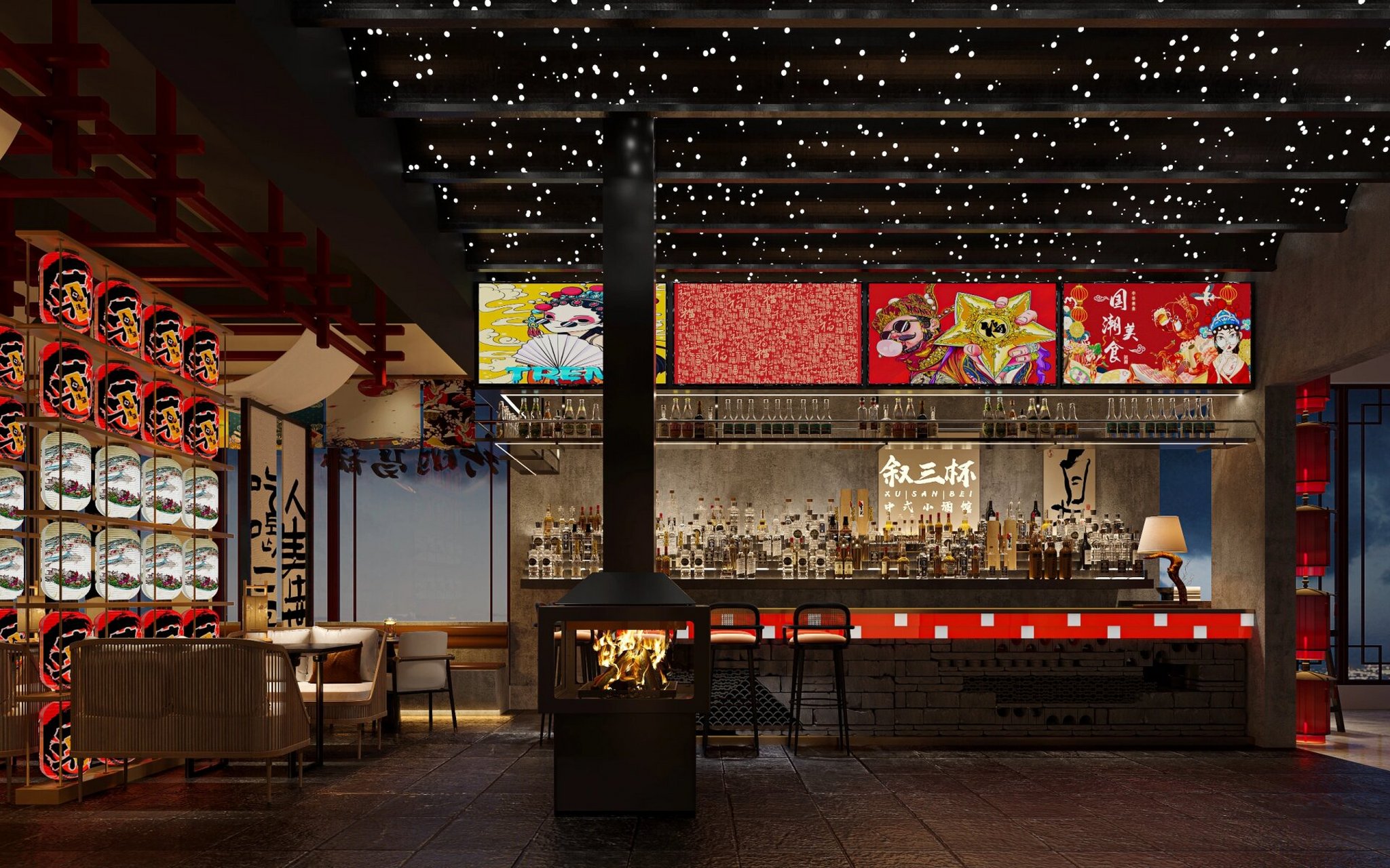 这个中式小酒馆效果图真的绝绝子 万事皆恼,能否一杯下肚消愁?