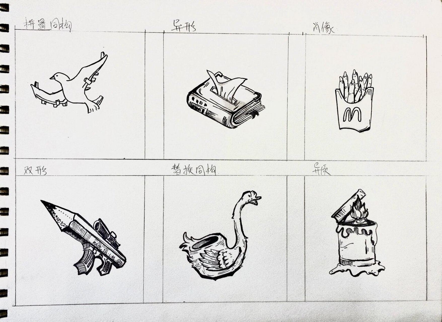 视觉传达-同构设计-创意图形 拼置同构 异形同构 肖象同构 双形同构