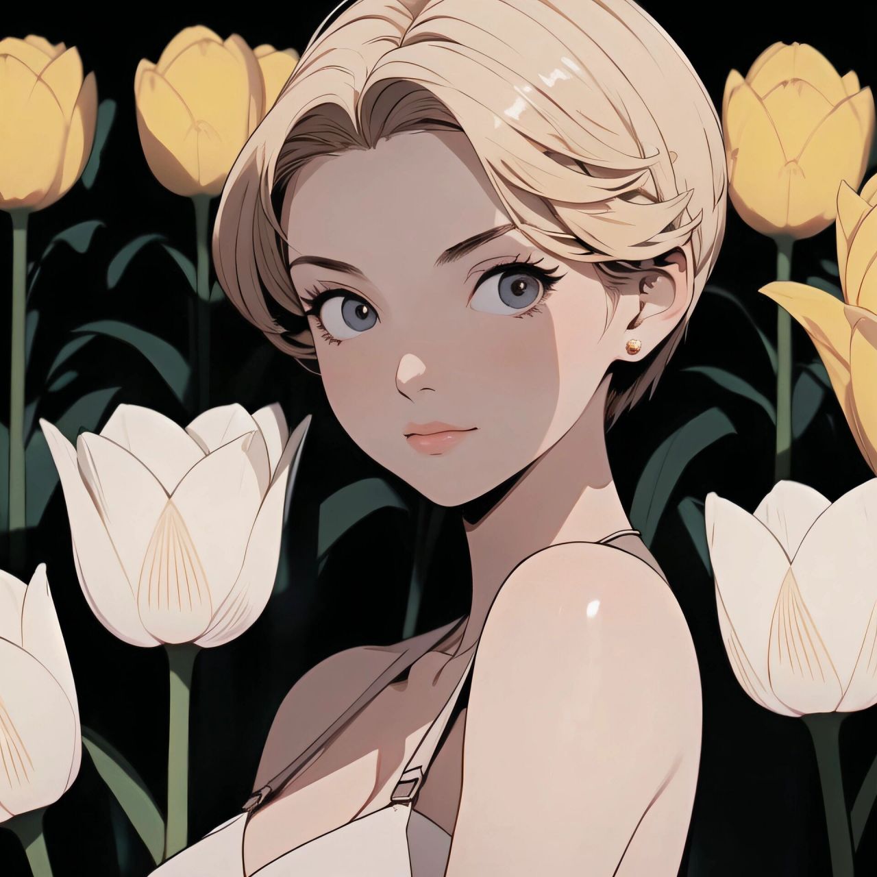 旧漫头像|金色短发气质小姐姐和93郁金香