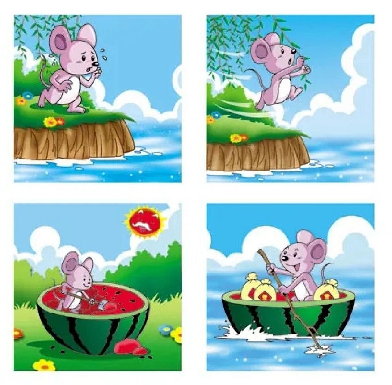 小老鼠坐西瓜船的图片图片