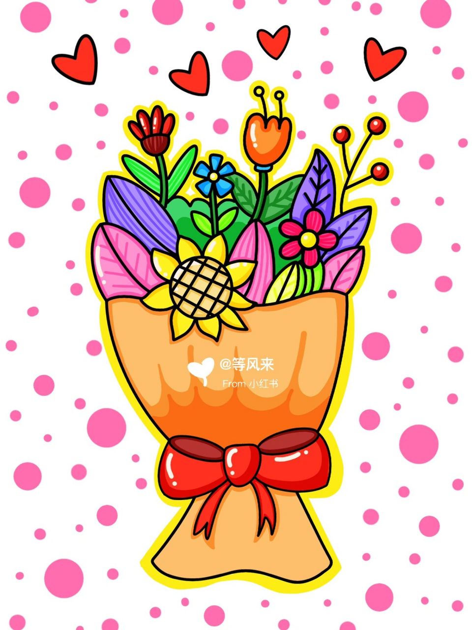 母亲节快乐 母亲节主题 教师节 创意画 儿童画 简笔画 带线稿 鲜花