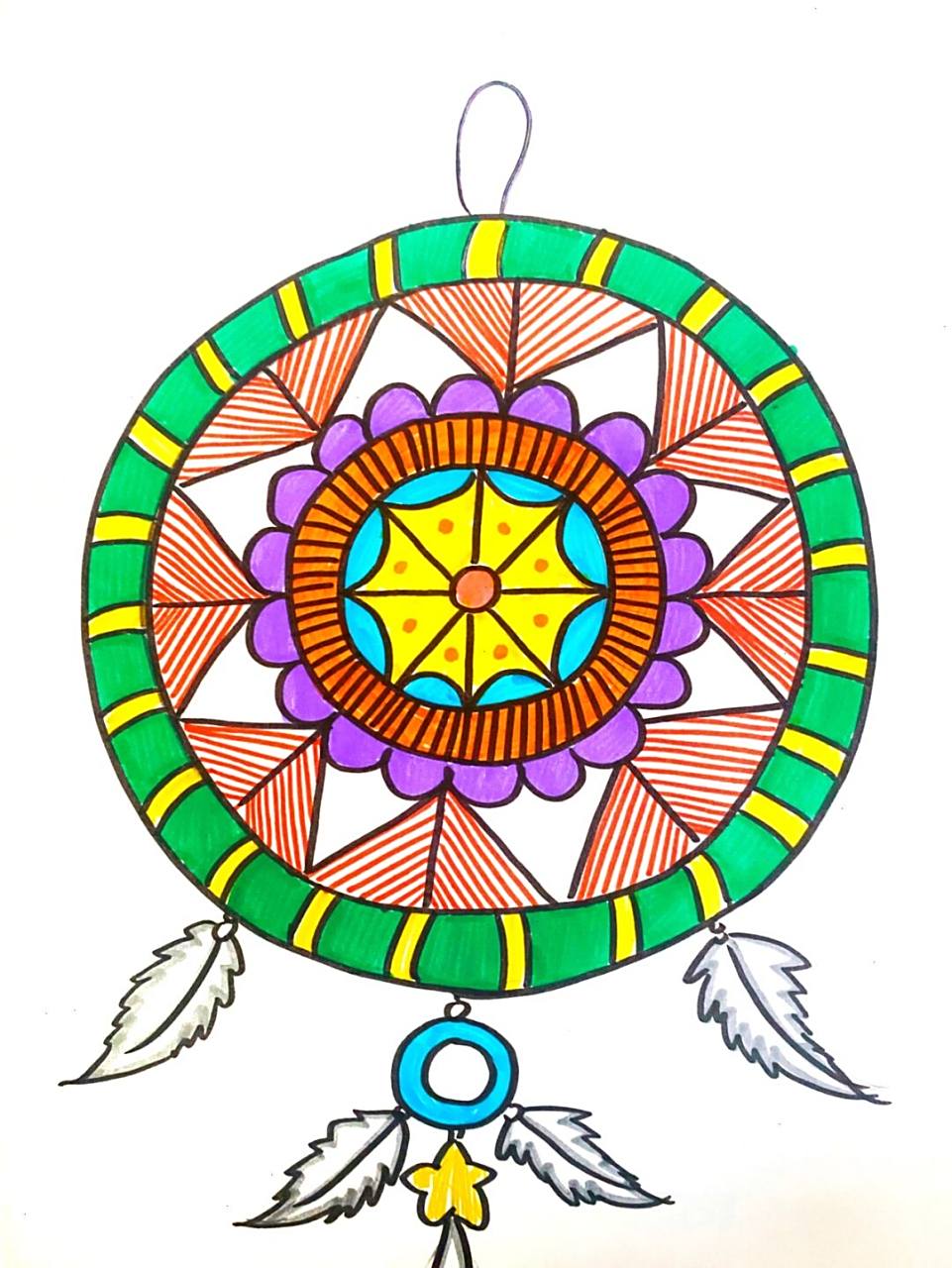 捕梦网儿童画 #马克笔# #卡通画# #儿童画# #创意儿童画# #捕梦网线描