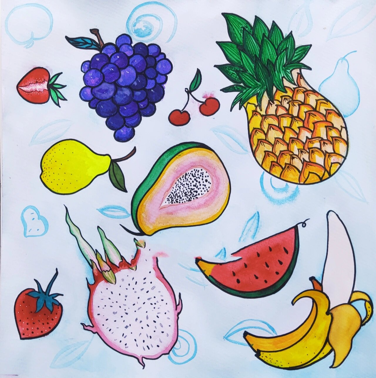儿童画:水果聚会
